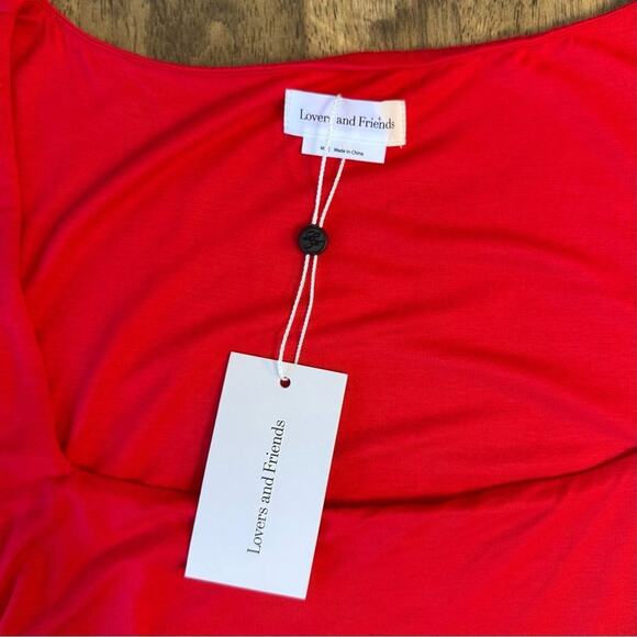 Lovers and Friends Women’s Benae Mini Long Sleeve Bodycon Dress Rayon Red Size M - Picture 4 of 9